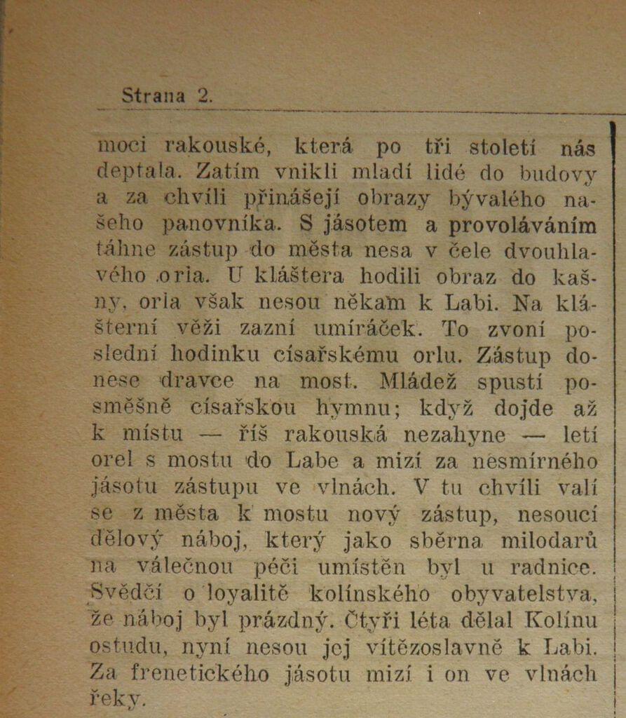 Kolínské listy, 31. října 1918. Zdroj: Národní knihovna Praha
