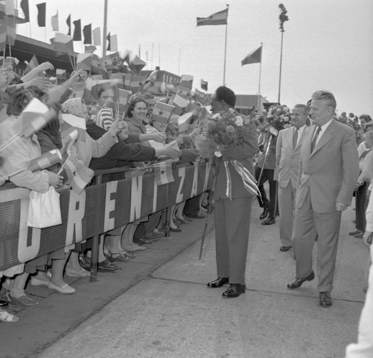 President Ghany dr. Kwame Nhrumah při návštěvě Československa 3. srpna 1961. Foto Josef Mucha. Zdroj: ČTK