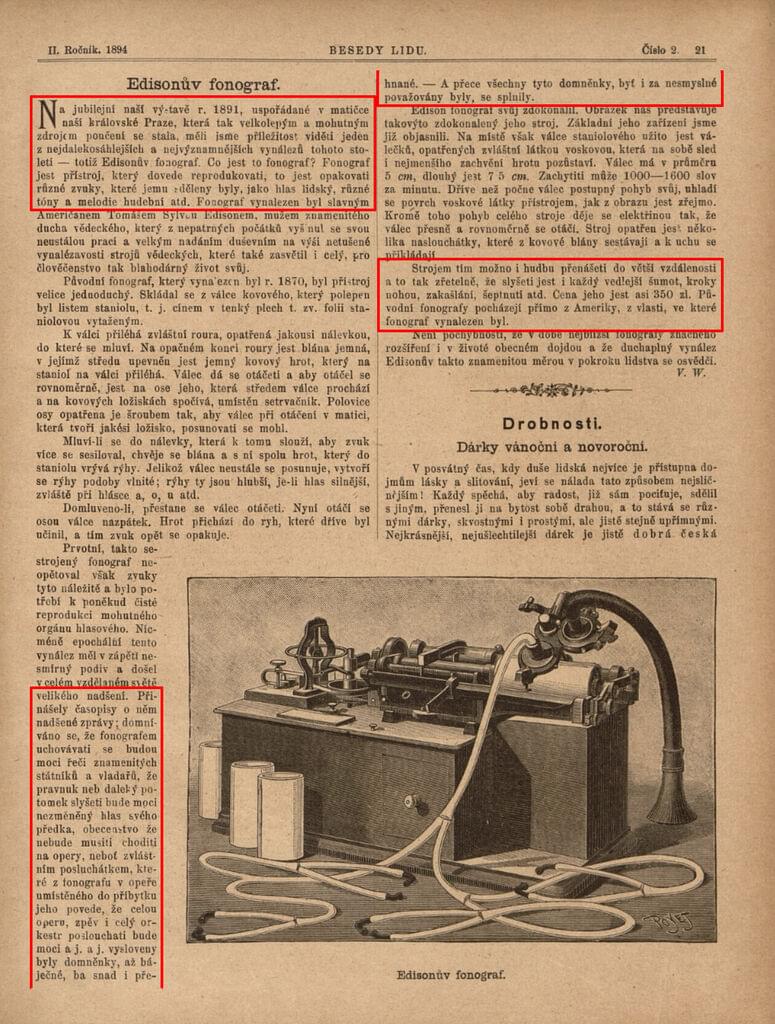 Besedy lidu, 1894. Zdroj: Digitalizovaný archiv NK ČR