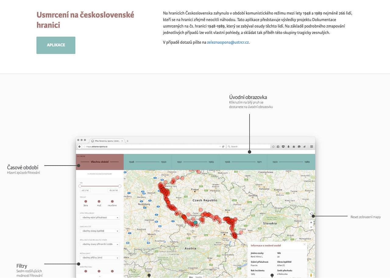Úvodní text k interaktivní mapě Železná opona, 2019. Zdroj: ÚSTR
