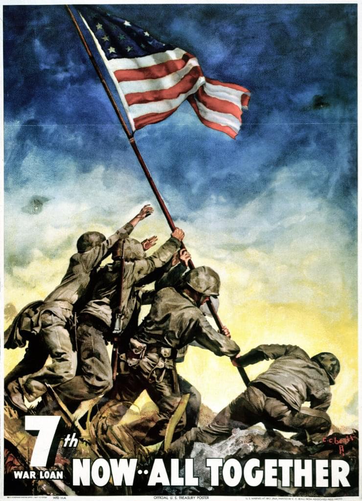 Plakát sedmé válečné půjčky. Cecil C. Beall: Nyní všichni společně, 1945. Zdroj: Library of Congress USA