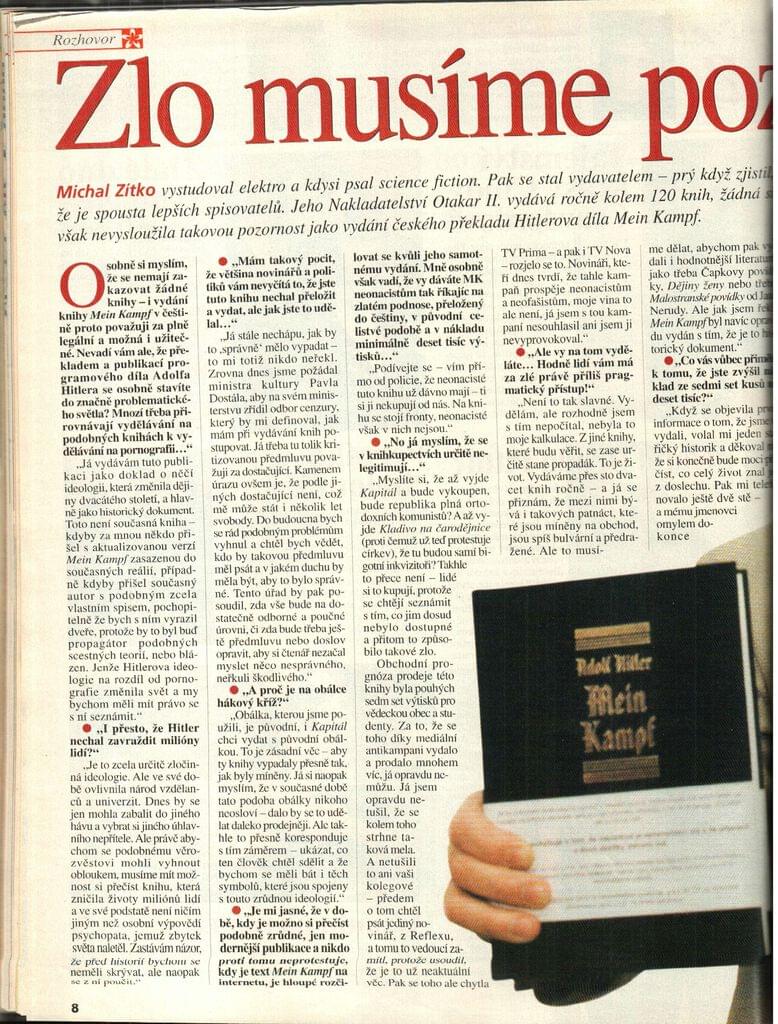 Zlo musíme poznat, Květy, 21. dubna 2000. Zdroj: NK Praha