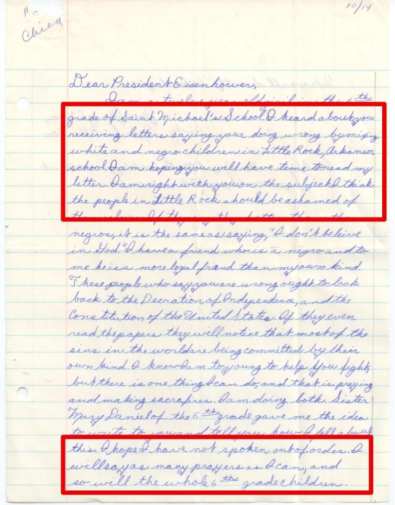 Dopis Marylin Anderson prezidentu Dwightu Eisenhowerovi, 1957. Zdroj: National Archives, Dwight D. Eisenhower Library